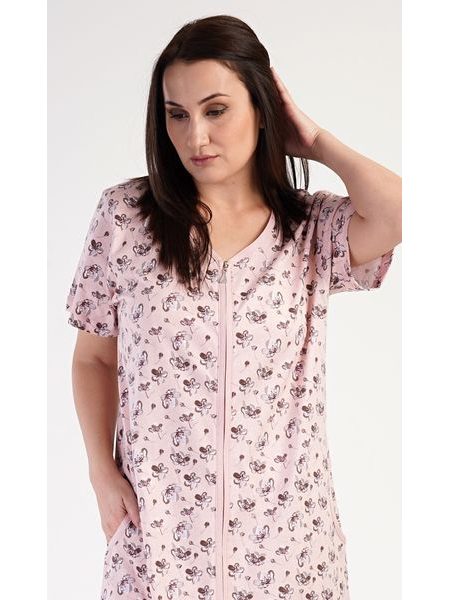 Dámské domácí šaty s krátkým rukávem Olivia - světle lososová