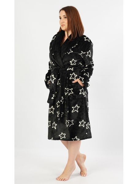Dámský župan dlouhý Stars - černá