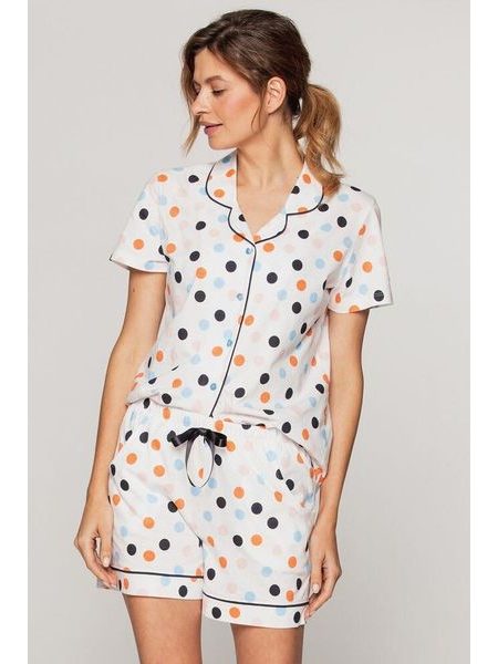 Luxusní dámské pyžamo Dominika barevné puntíky