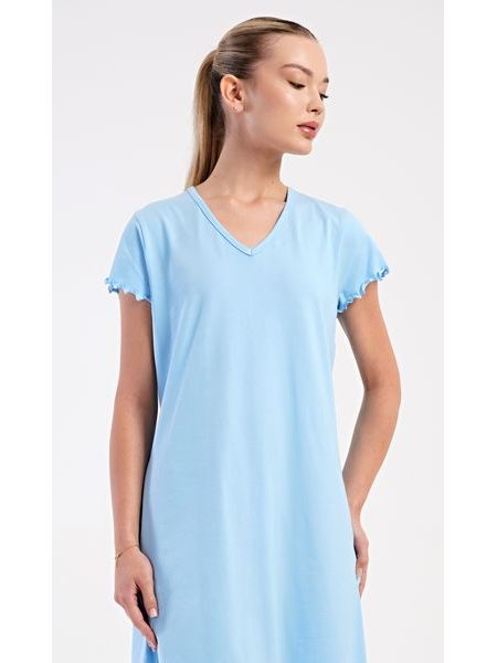 Dámská noční košile s krátkým rukávem Sandra - světle modrá