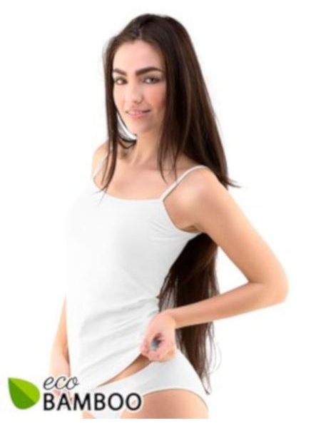 Dámská košilka prodloužená, úzká ramínka, bezešvé, Eco Bamboo 08026P - bílá