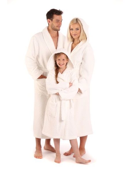 Unisex dlouhý župan s kapucí ATHENA bílá