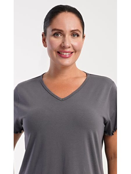 Dámská noční košile s krátkým rukávem Alexandra - tmavě šedá