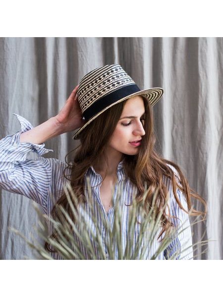 Dámský letní elegantní klobouk - černobílý