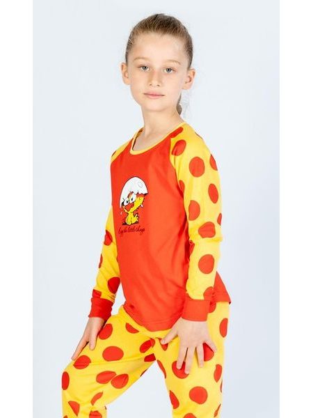 Dětské pyžamo dlouhé Kuře - červená