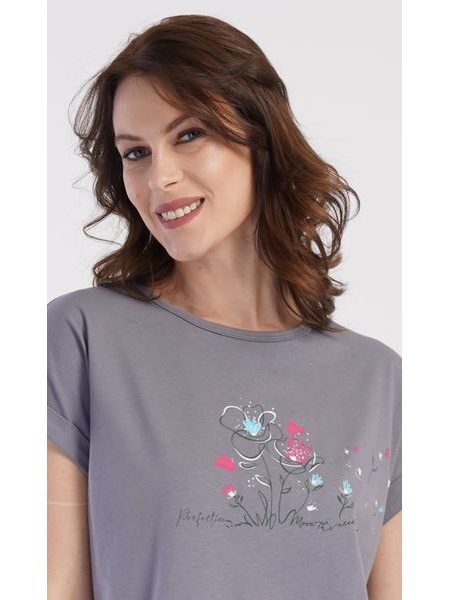 Dámská noční košile s krátkým rukávem Zuzana - tmavě šedá