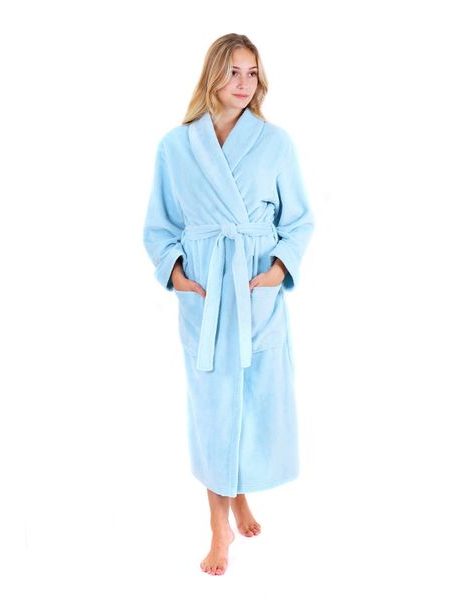 Unisex dlouhý savý župan se šálovým límcem TAMPA ledově modrá