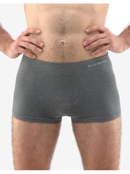 GINA pánské boxerky s kratší nohavičkou, kratší nohavička, bezešvé, jednobarevné Eco Bamboo 53005P - šedá bílá