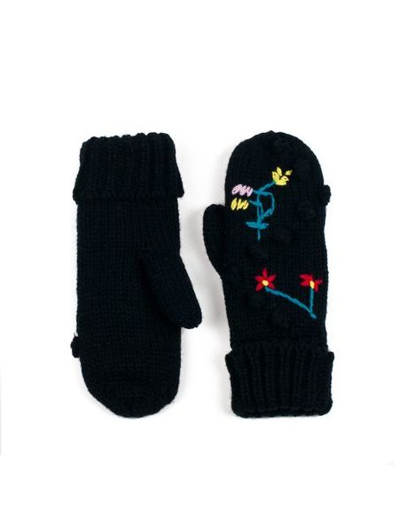 Černé rukavice s výšivkou