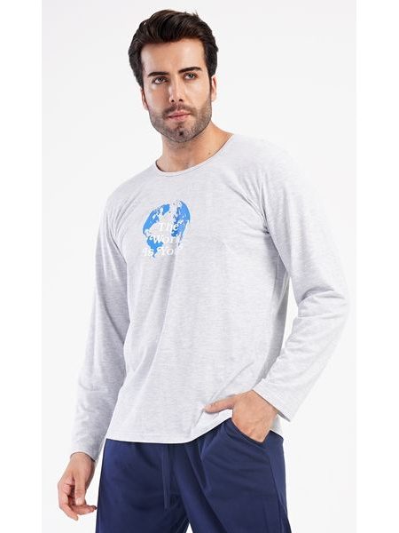 Pánské pyžamo dlouhé Matěj - světle šedá