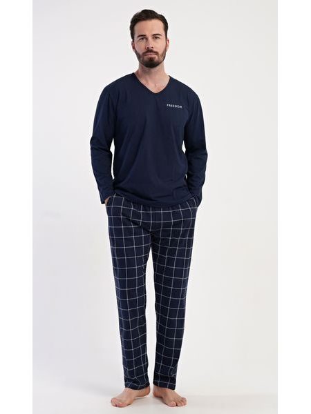 Pánské pyžamo dlouhé Freedom - azurová