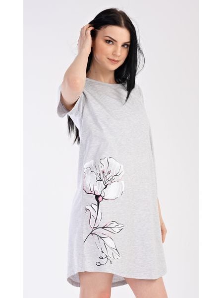 Dámská noční košile s krátkým rukávem Nicolette - světle šedá