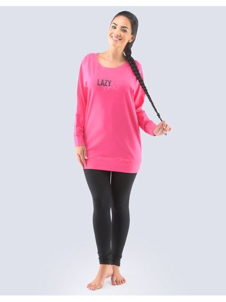 Dámské pyžamo dlouhé 19127P - purpurová černá