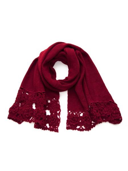 Šátek s háčkováním Robo vínový