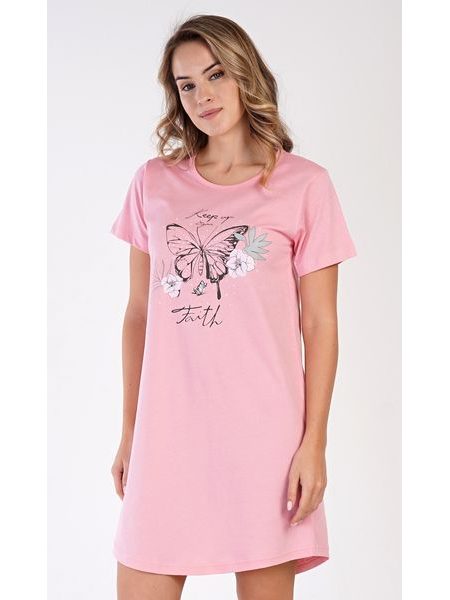 Dámská noční košile s krátkým rukávem Butterfly - lososová