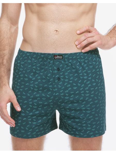 Pánské trenky volné, šité, s potiskem - petrolejová pampelišková