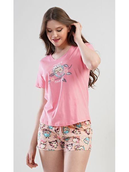 Dámské pyžamo šortky Nice day - světle lososová