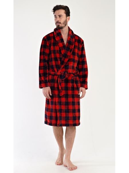 Pánský župan se šálovým límcem Kostka - červená