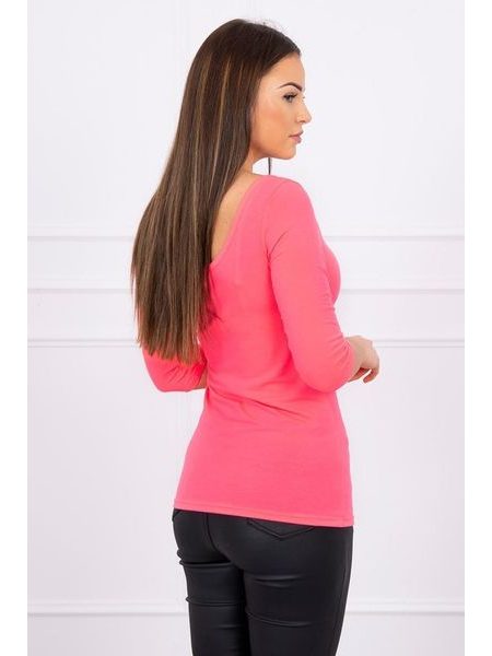 Tričko s kulatým výstřihem, neonově růžová