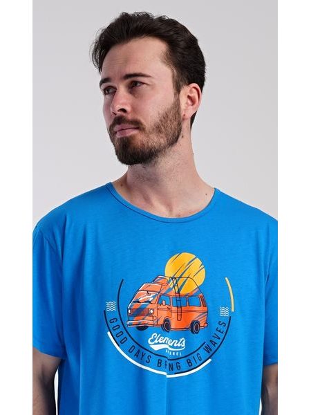 Pánská noční košile s krátkým rukávem Adventure - modrá