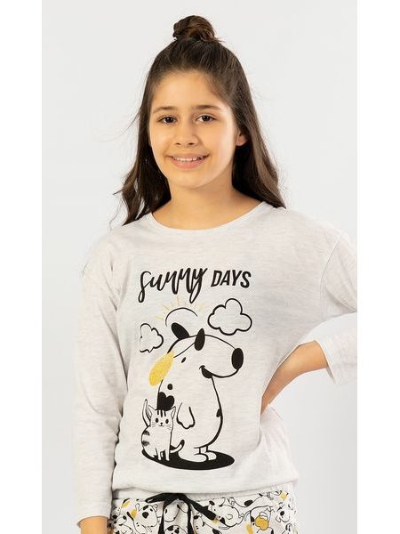 Dětské pyžamo dlouhé Sunny days - světle šedá