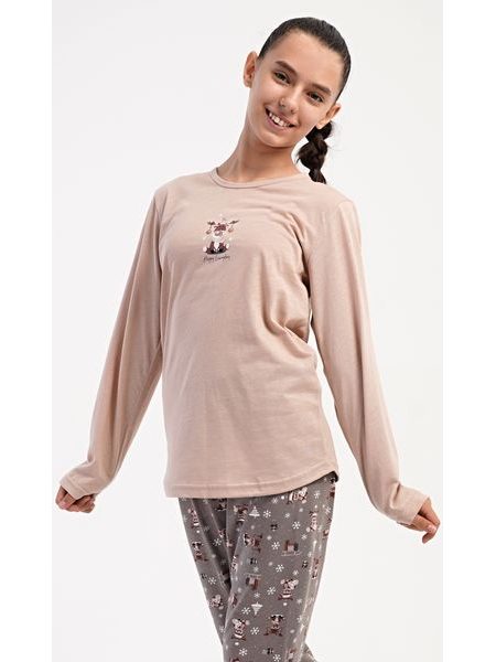 Dětské pyžamo dlouhé Sobík - béžová