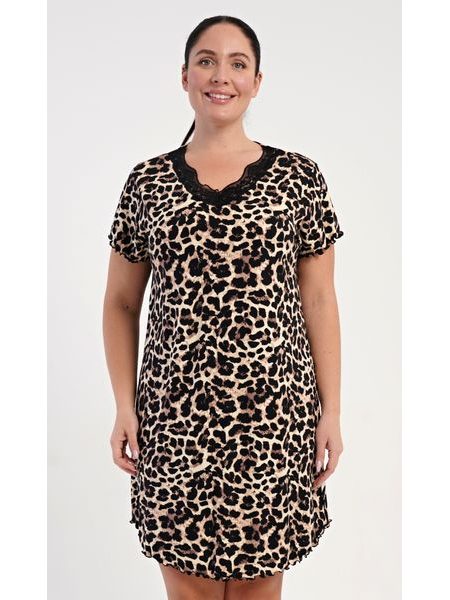 Dámská noční košile s krátkým rukávem Audrey - hnědá