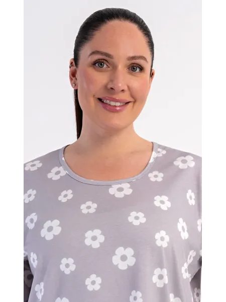 Dámské domácí šaty s krátkým rukávem Lydie - šedá