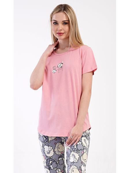 Dámské pyžamo kapri Ovečka - lososová