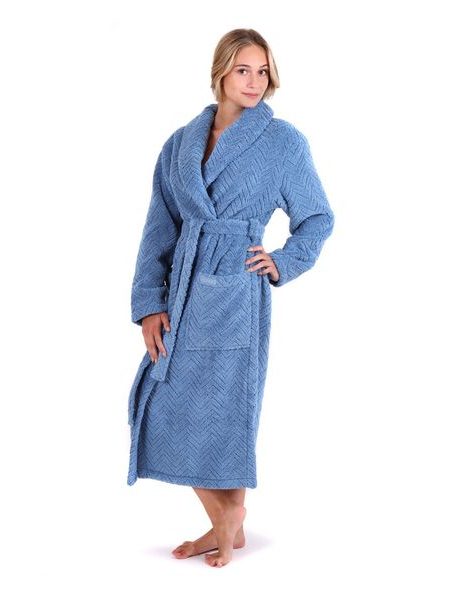 Dámský dlouhý župan se šálovým límcem ATHENA modrá