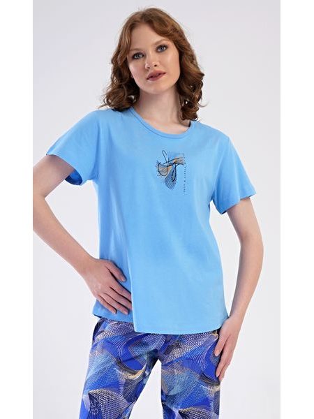 Dámské pyžamo kapri Eliza - modrá