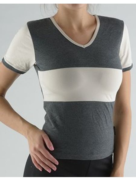 Dámské tričko s krátkým rukávem, krátký rukáv, šité 98014P - tm. šedá písková