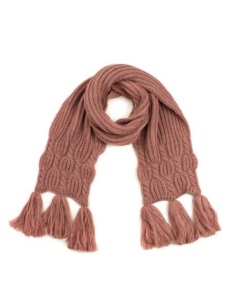 Pletená zimní šála s třásněmi - žlutá