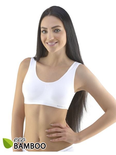 Dámský top podprsenkový se širokými ramínky, bez kostice, bezešvé, jednobarevné Eco Bamboo 07016P - šedohnědá