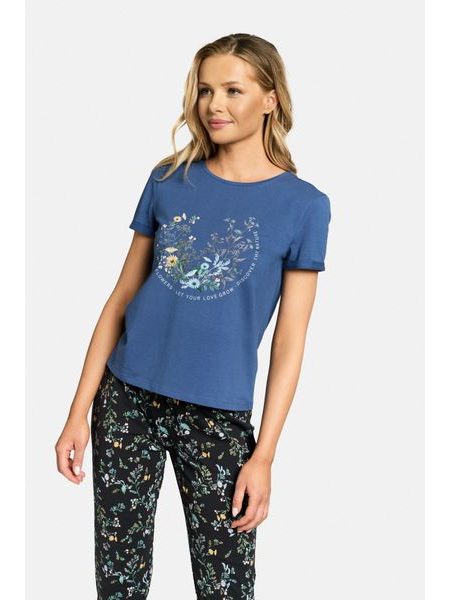 Dámské dlouhé pyžamo FANNIE - modročerné