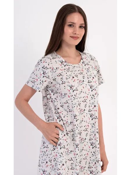 Dámské domácí šaty s krátkým rukávem Klaudie - písková