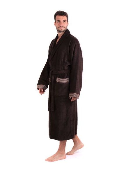 Pánský bambusový župan dlouhý se šálovým límcem BOSTON kávová