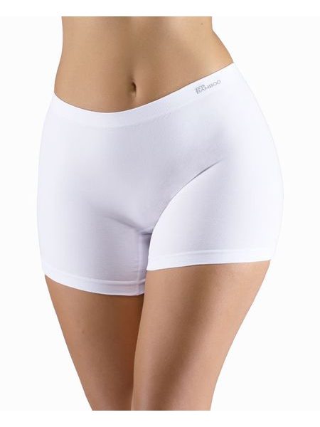 Dámské boxerky vyšší, kratší nohavička, bezešvé, klasické, jednobarevné Eco Bamboo 03018P - bílá