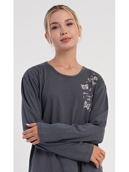 Dámské pyžamo dlouhé Lucia - tmavě šedá