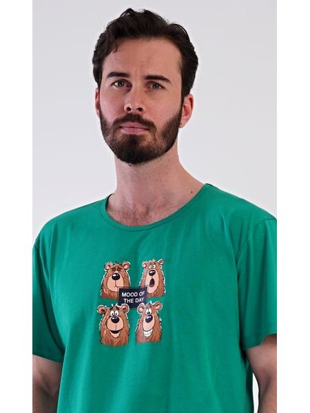 Pánské pyžamo šortky Méďa Happy - zelená