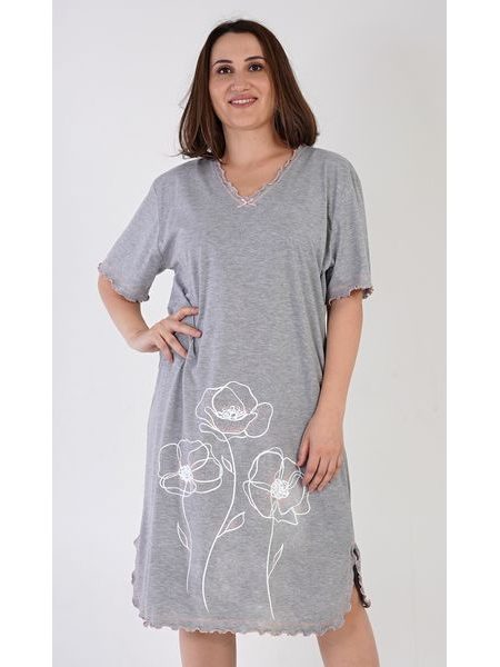 Dámská noční košile s krátkým rukávem Leona - šedá