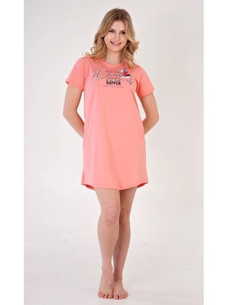 Dámské domácí šaty s krátkým rukávem Lucie - meruňková