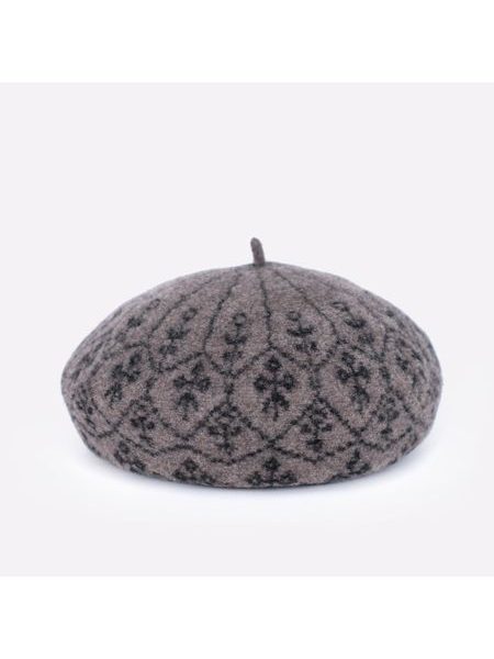 Vzorovaný baret béžovošedý