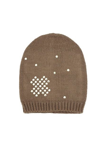 Čepice beanie zlaté nýtky hnědá
