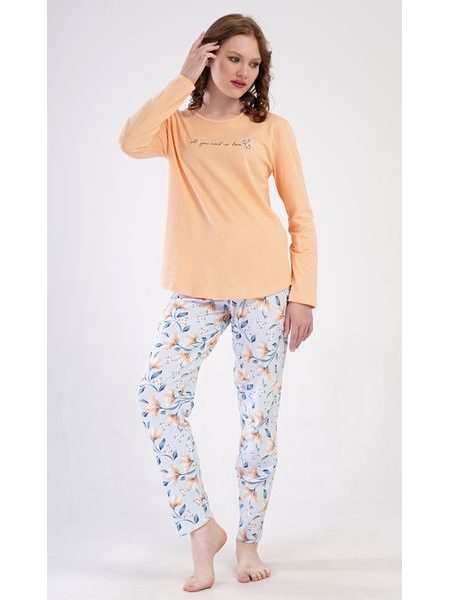 Dámské pyžamo dlouhé Karolína - meruňková