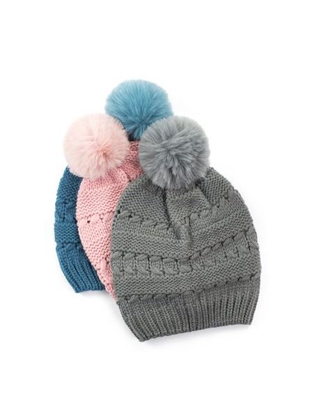 Čepice se vzorem a bubulí modrá