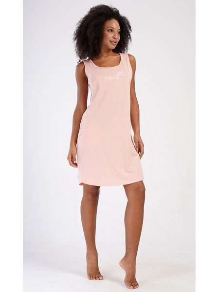 Dámská noční košile na ramínka Happiness - světle lososová