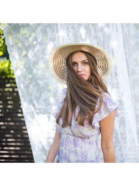 Dámský letní klobouk s hnědým lemem - světle béžový