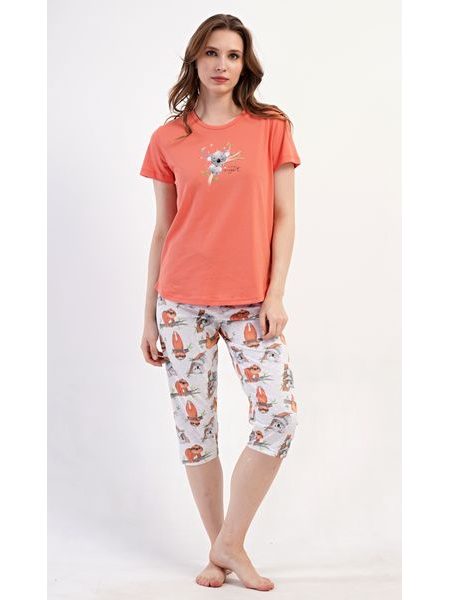 Dámské pyžamo kapri Koala - oranžová