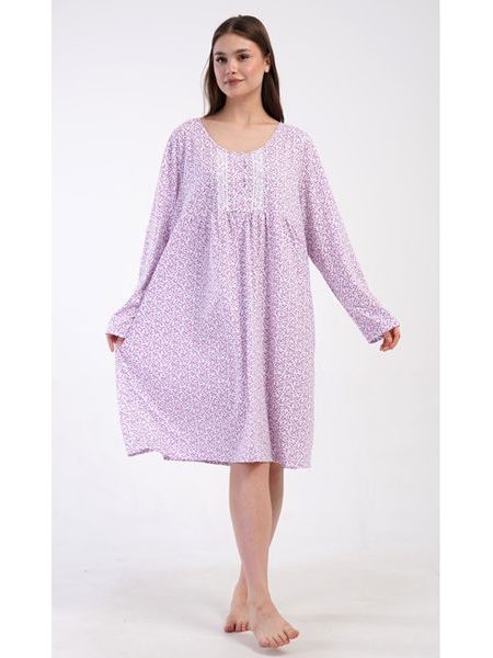 Dámská noční košile s dlouhým rukávem Julie - fialová